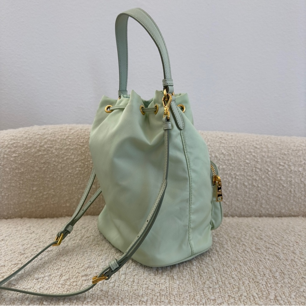 Prada “Aqua” Duet Re-Nylon Bucket Crossbody Handbag Purse - Picture 9 of 16